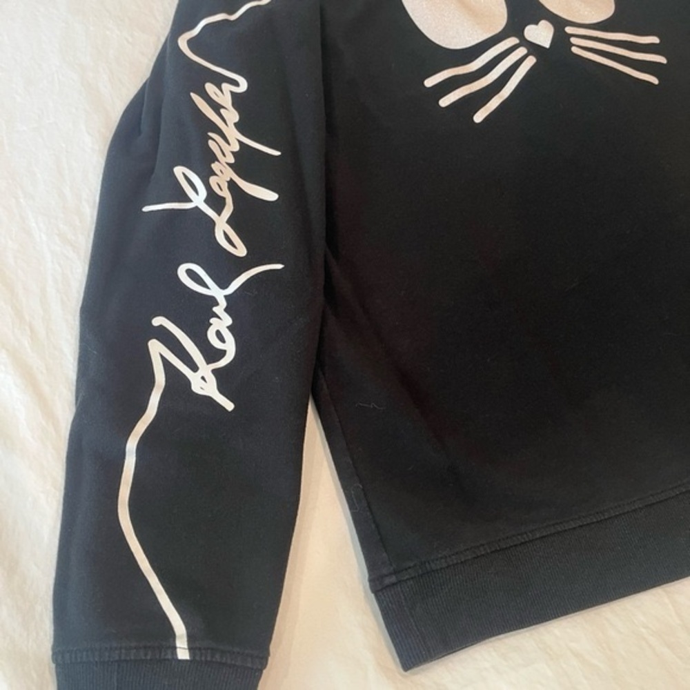 Karl Lagerfeld Paris Choupette Shimmer Graphic Sweatshirt Black Size Small - Picture 4 of 9